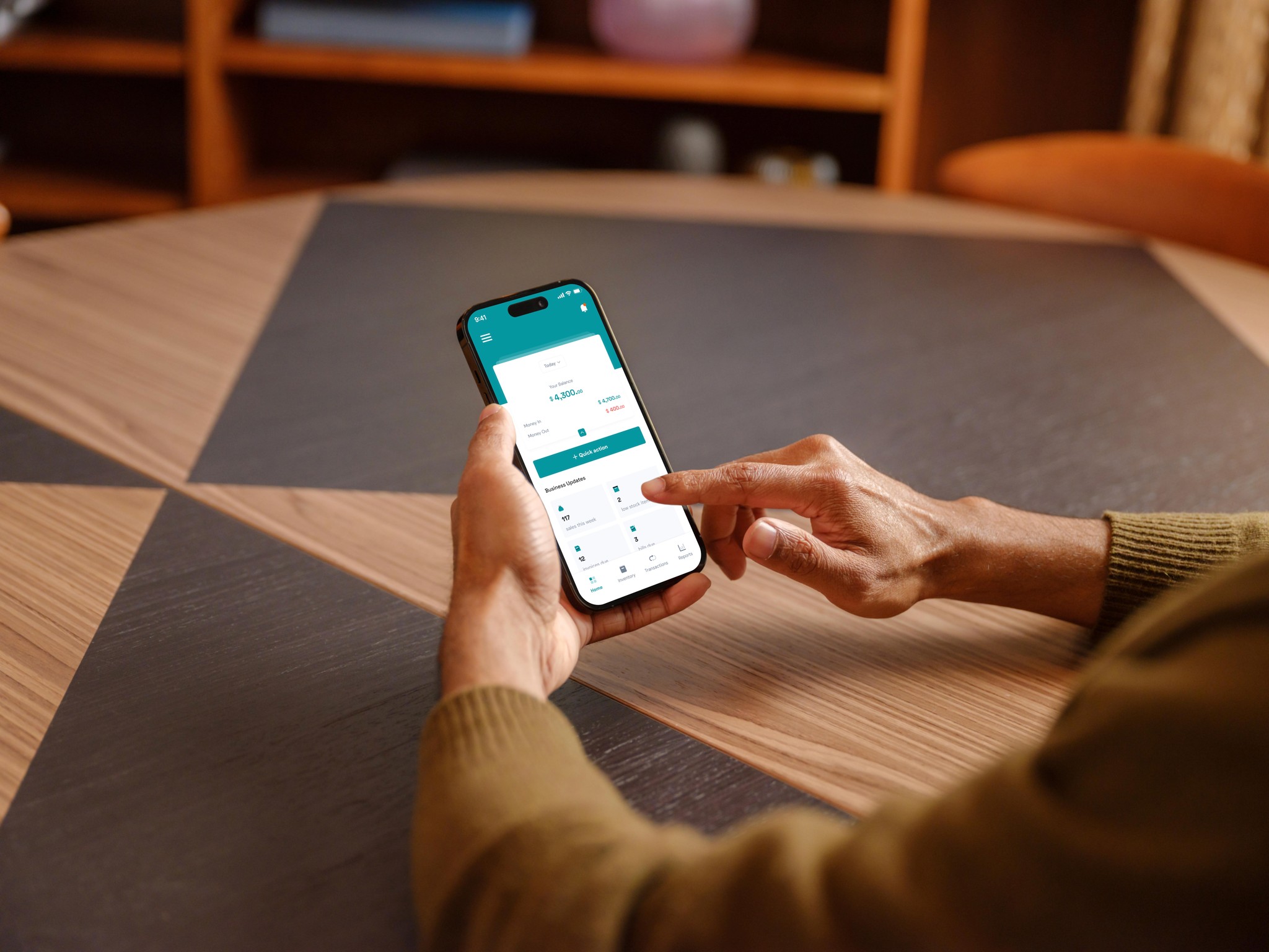 Person using Cantant mobile app on a smartphone